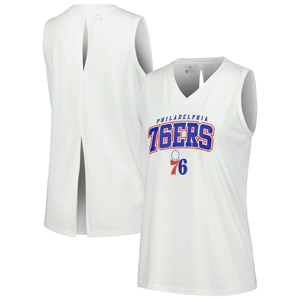 Philadelphia 76ers Levelwear Women's Paisley Peekaboo Tank Top White - NBA