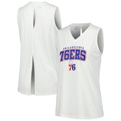 Philadelphia 76ers Levelwear Women's Paisley Peekaboo Tank Top White - NBA