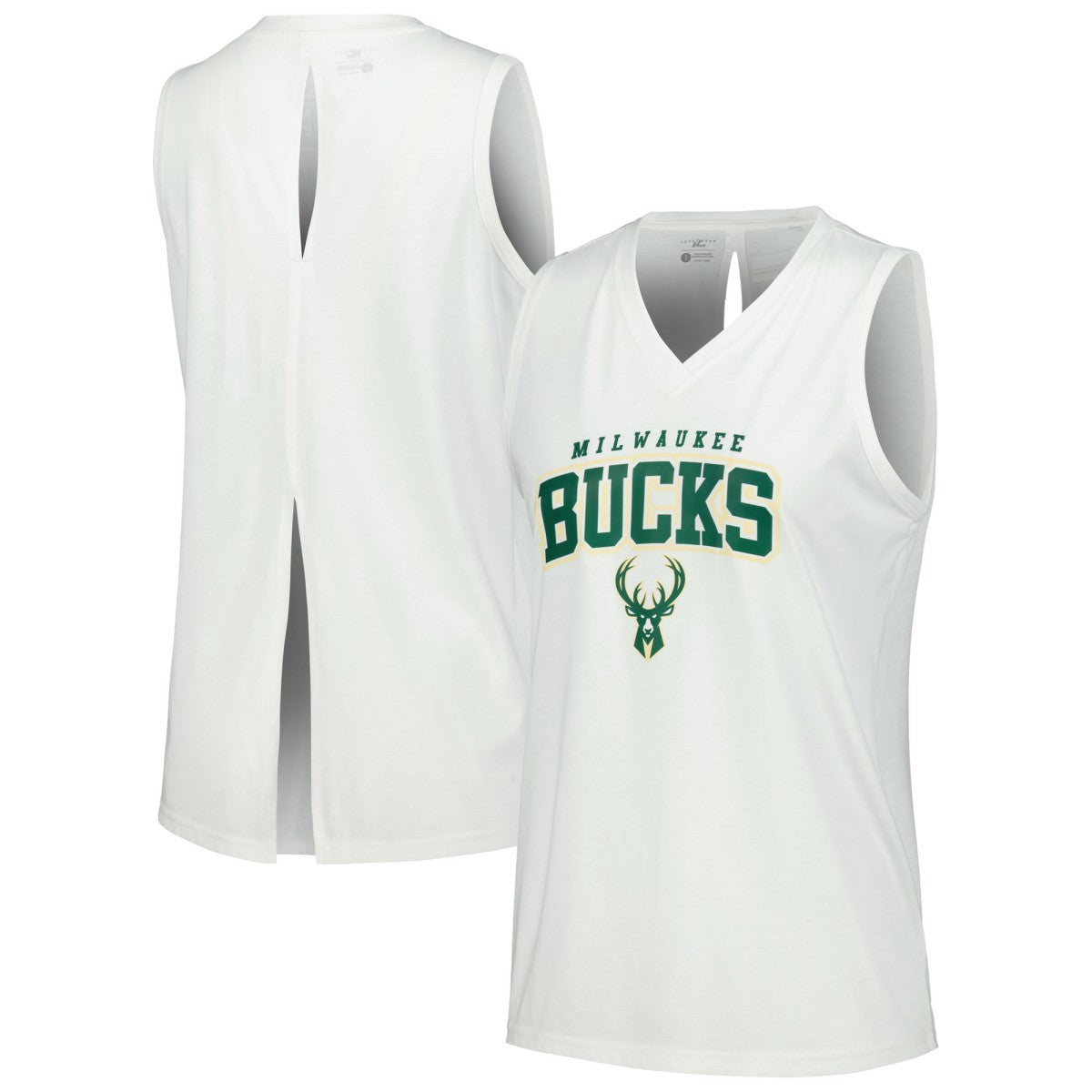 Milwaukee Bucks Levelwear Women's Paisley Peekaboo Tank Top White - NBA