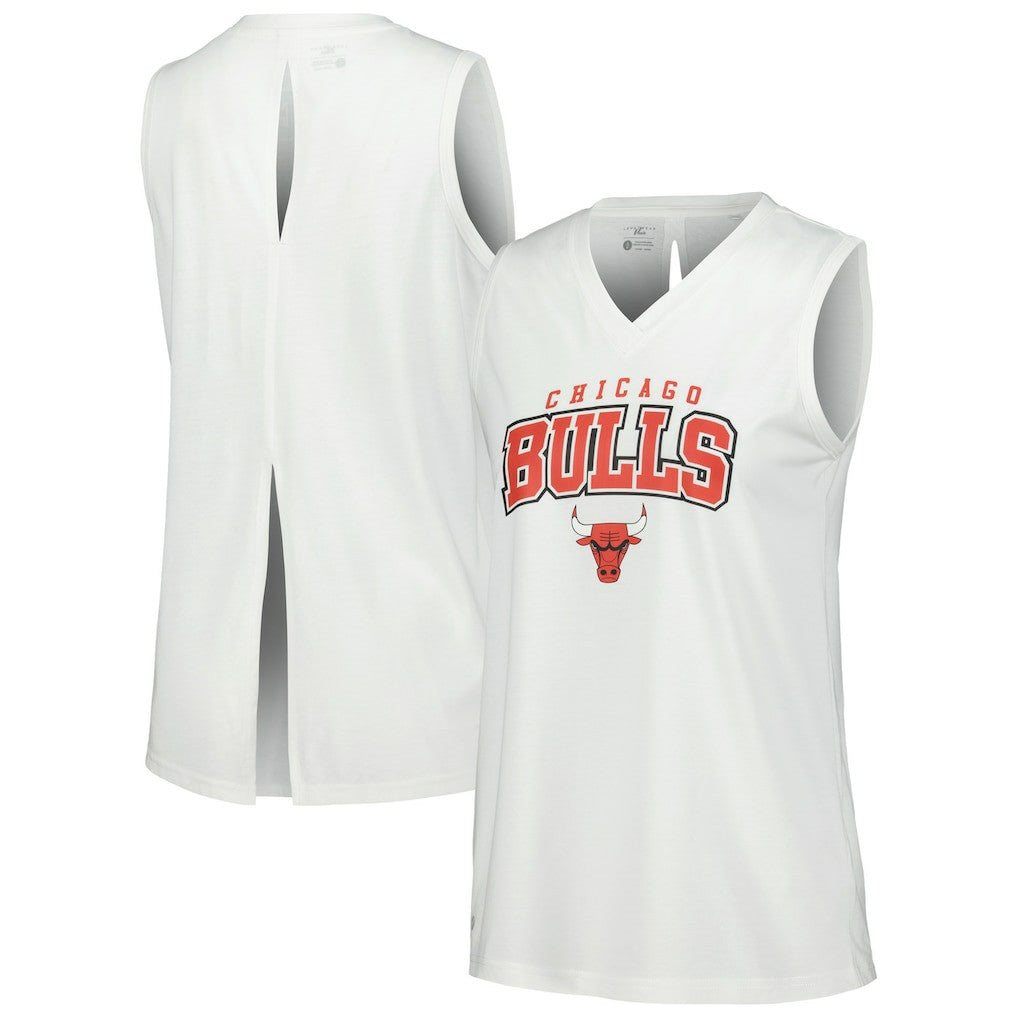 Chicago Bulls Levelwear Women's Paisley Peekaboo Tank Top White - NBA