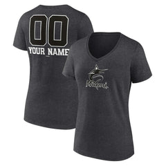 Miami Marlins Women's Personalized Monochrome Name & Number V-Neck T-Shirt - MLB