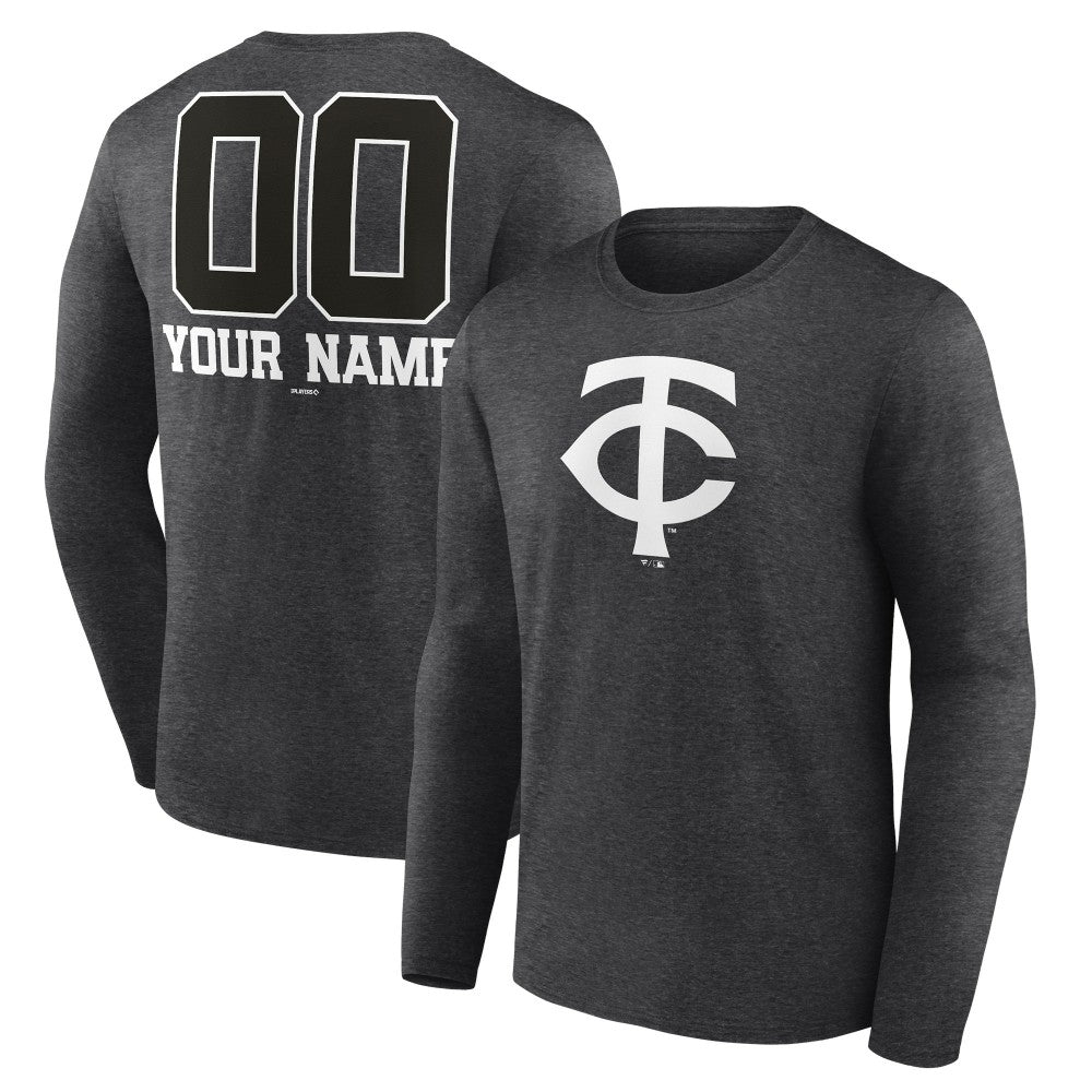 Minnesota Twins Personalized Monochrome Name & Number Long Sleeve T-Shirt - MLB