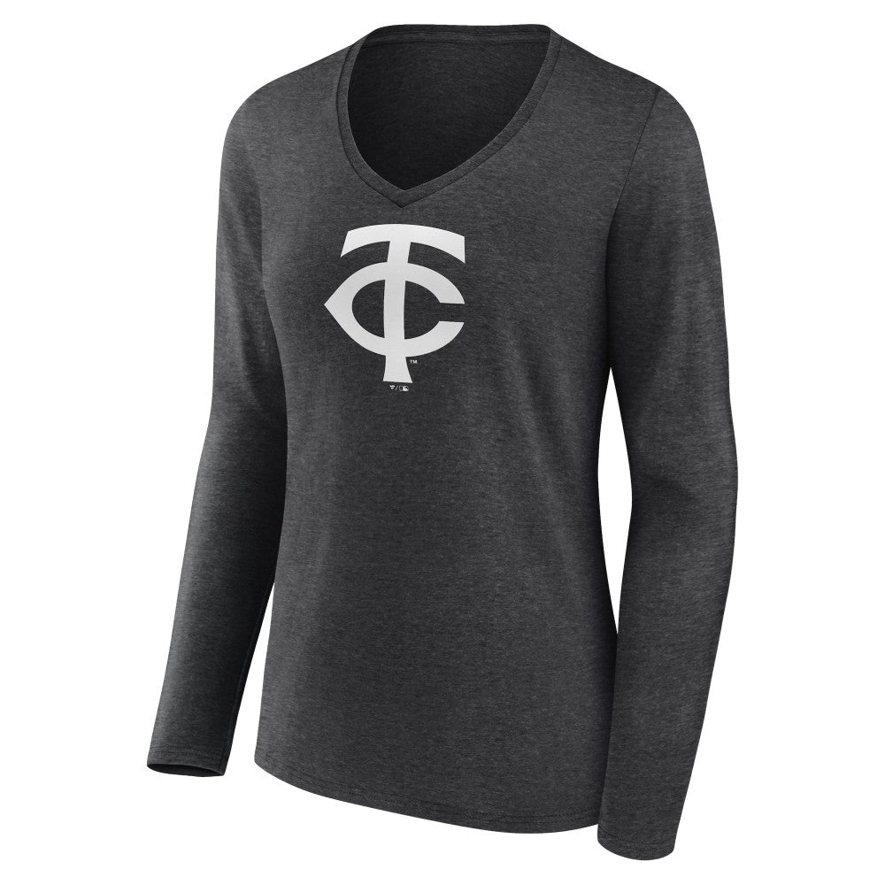 Minnesota Twins Women's Personalized Monochrome Name & Number Long Sleeve V-Neck T-Shirt - MLB