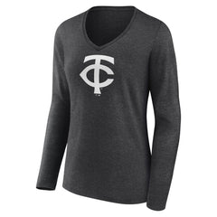Minnesota Twins Women's Personalized Monochrome Name & Number Long Sleeve V-Neck T-Shirt - MLB