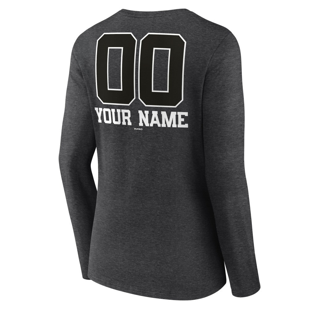 Minnesota Twins Women's Personalized Monochrome Name & Number Long Sleeve V-Neck T-Shirt - MLB