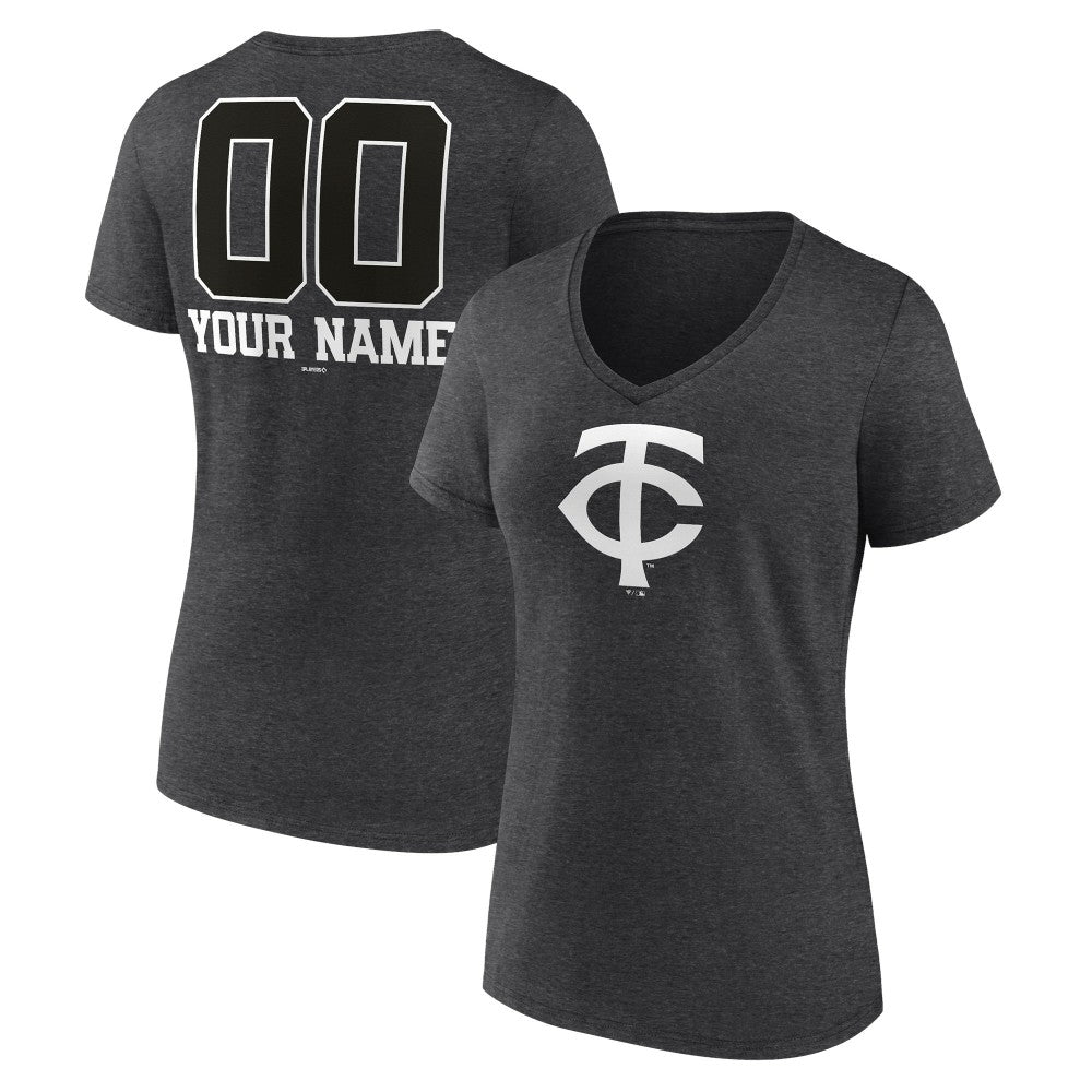 Minnesota Twins Women's Personalized Monochrome Name & Number V-Neck T-Shirt - MLB