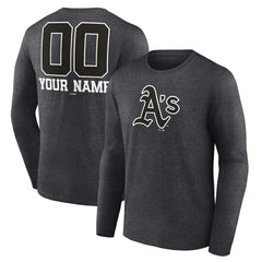 Athletics Personalized Monochrome Name & Number Long Sleeve T-Shirt - MLB