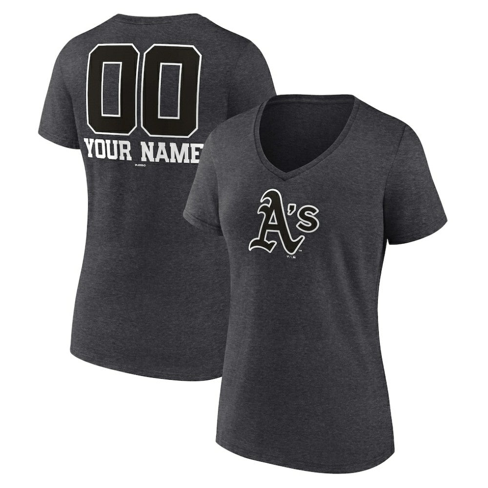 Athletics Women's Personalized Monochrome Name & Number V-Neck T-Shirt - MLB