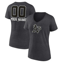 Athletics Women's Personalized Monochrome Name & Number V-Neck T-Shirt - MLB