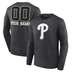 Philadelphia Phillies Personalized Monochrome Name & Number Long Sleeve T-Shirt - MLB