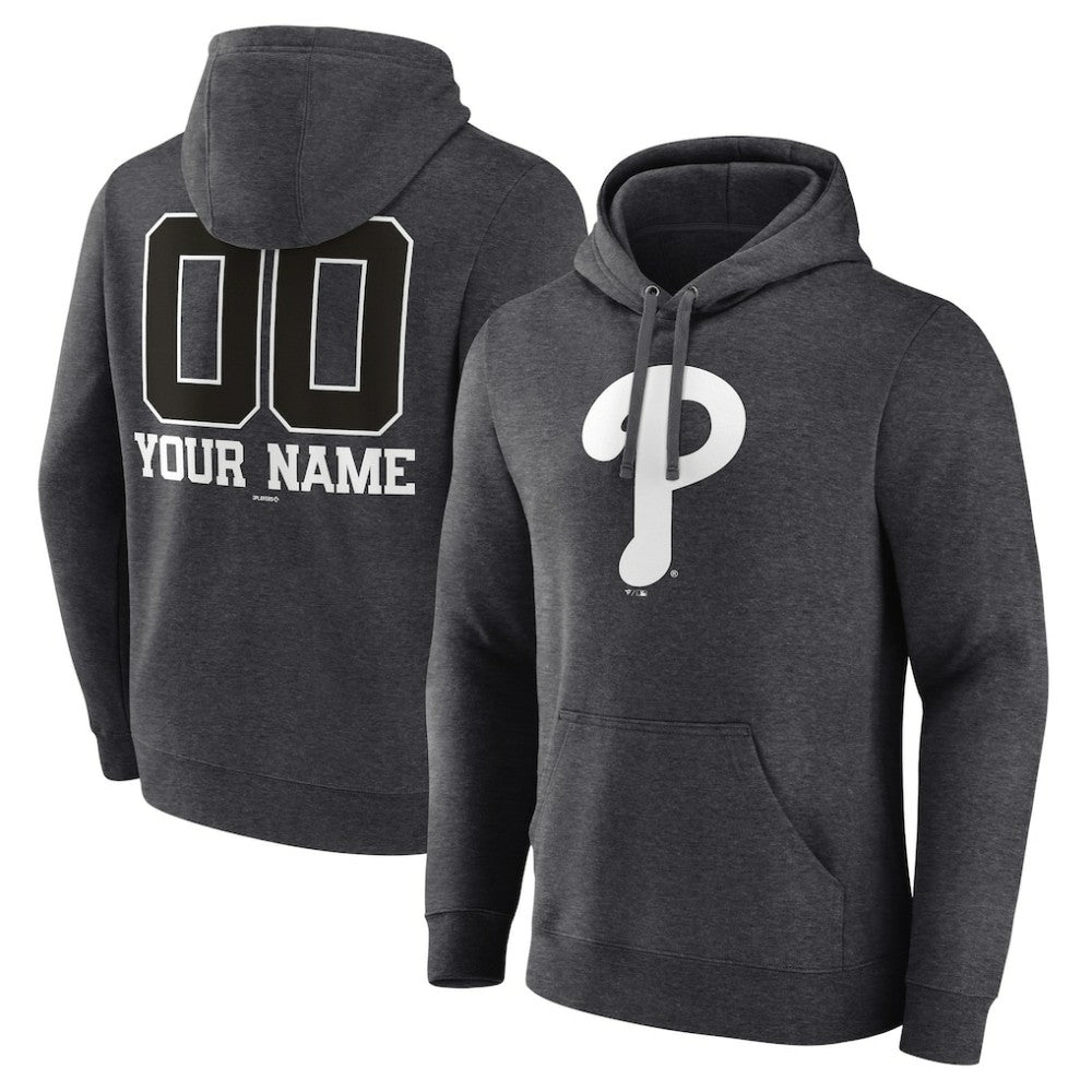 Philadelphia Phillies Personalized Monochrome Name & Number Pullover Hoodie - MLB