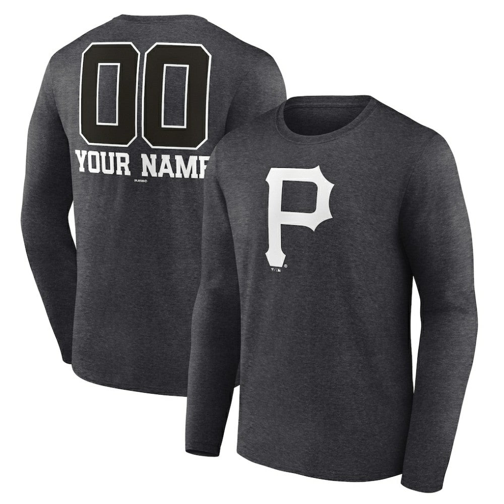 Pittsburgh Pirates Personalized Monochrome Name & Number Long Sleeve T-Shirt - MLB