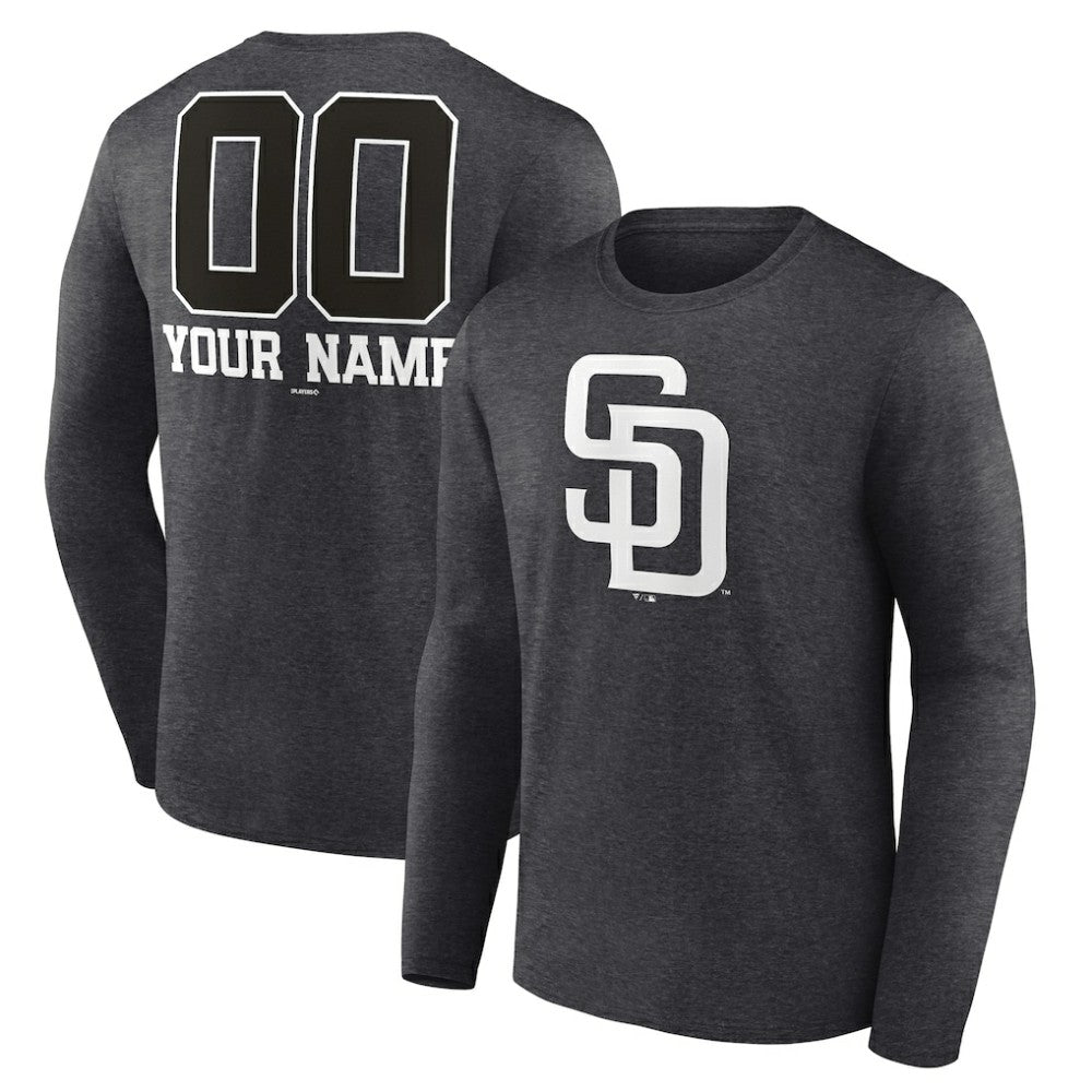 San Diego Padres Personalized Monochrome Name & Number Long Sleeve T-Shirt - MLB