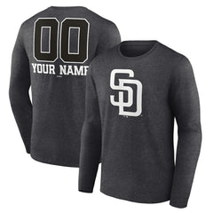 San Diego Padres Personalized Monochrome Name & Number Long Sleeve T-Shirt - MLB