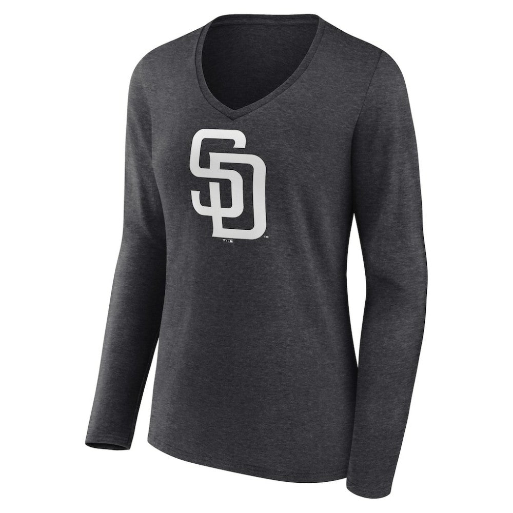 San Diego Padres Women's Personalized Monochrome Name & Number Long Sleeve V-Neck T-Shirt - MLB