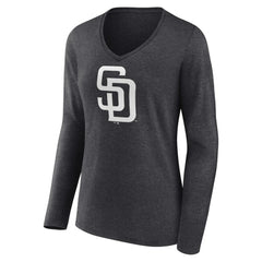 San Diego Padres Women's Personalized Monochrome Name & Number Long Sleeve V-Neck T-Shirt - MLB