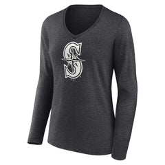 Seattle Mariners Women's Personalized Monochrome Name & Number Long Sleeve V-Neck T-Shirt - MLB