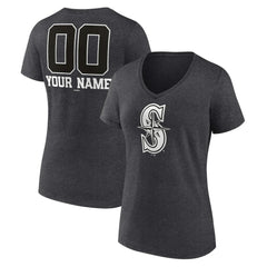 Seattle Mariners Women's Personalized Monochrome Name & Number V-Neck T-Shirt - MLB