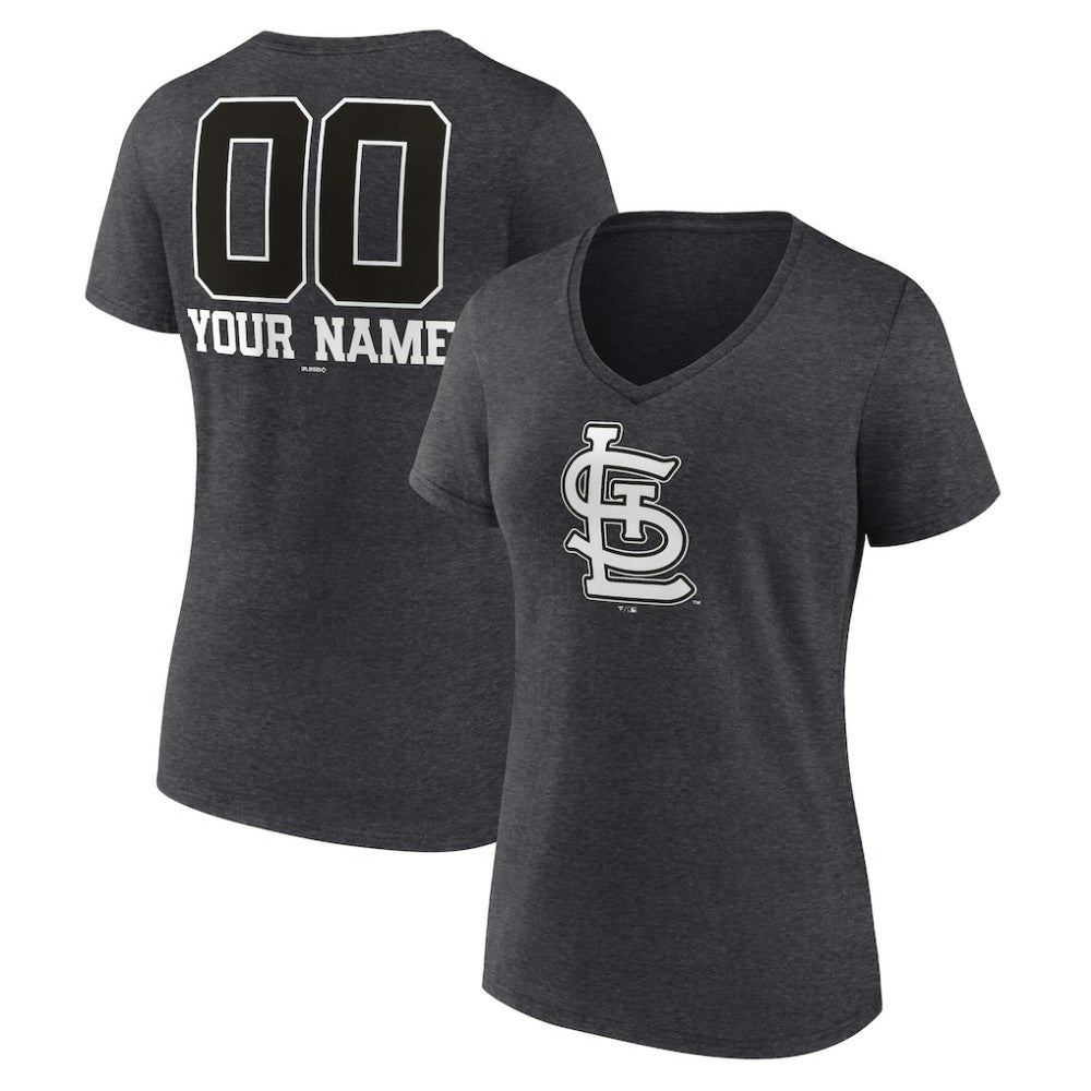 St. Louis Cardinals Women's Personalized Monochrome Name & Number V-Neck T-Shirt - MLB