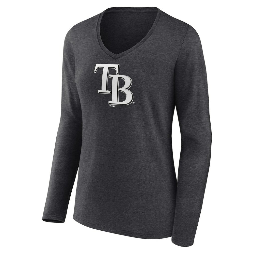 Tampa Bay Rays Women's Personalized Monochrome Name & Number Long Sleeve V-Neck T-Shirt - MLB