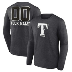 Texas Rangers Personalized Monochrome Name & Number Long Sleeve T-Shirt - MLB