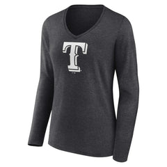 Texas Rangers Women's Personalized Monochrome Name & Number Long Sleeve V-Neck T-Shirt - MLB