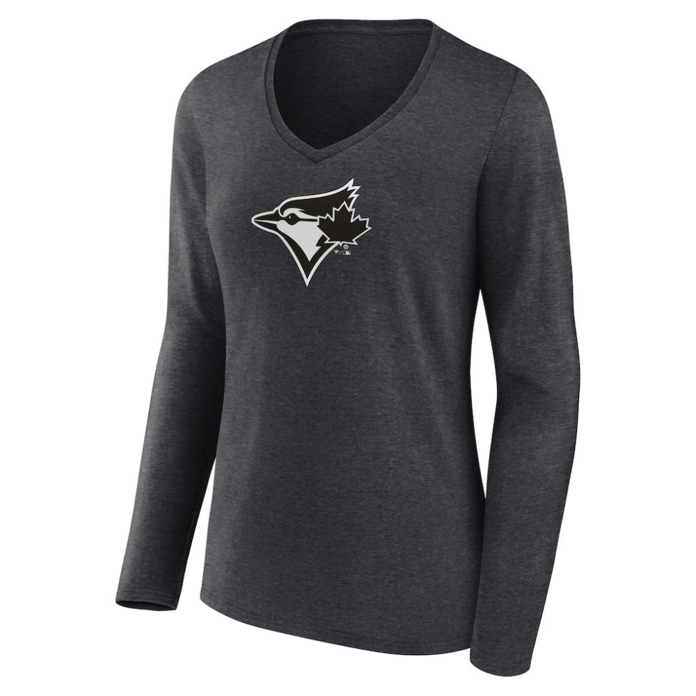 Toronto Blue Jays Women's Personalized Monochrome Name & Number Long Sleeve V-Neck T-Shirt - MLB