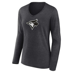 Toronto Blue Jays Women's Personalized Monochrome Name & Number Long Sleeve V-Neck T-Shirt - MLB