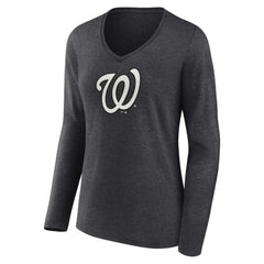 Washington Nationals Women's Personalized Monochrome Name & Number Long Sleeve V-Neck T-Shirt - MLB