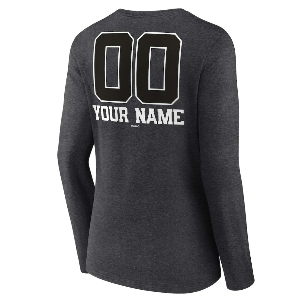 Washington Nationals Women's Personalized Monochrome Name & Number Long Sleeve V-Neck T-Shirt - MLB
