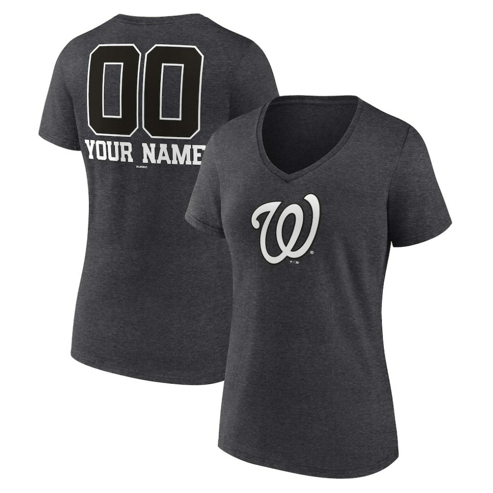 Washington Nationals Women's Personalized Monochrome Name & Number V-Neck T-Shirt - MLB