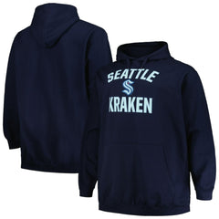 Seattle Kraken Profile Big & Tall Arch Over Logo Pullover Hoodie - Deep Sea Blue - NHL