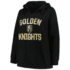 Vegas Golden Knights Profile Women's Plus Size Arch Over Logo Pullover Hoodie - Black - NHL