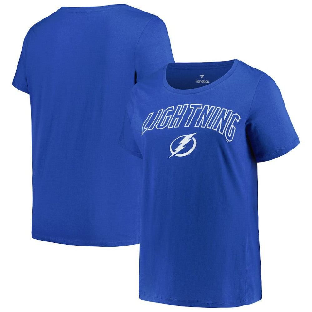 Tampa Bay Lightning Profile Women's Plus Size Arch Over Logo T-Shirt - Blue - NHL