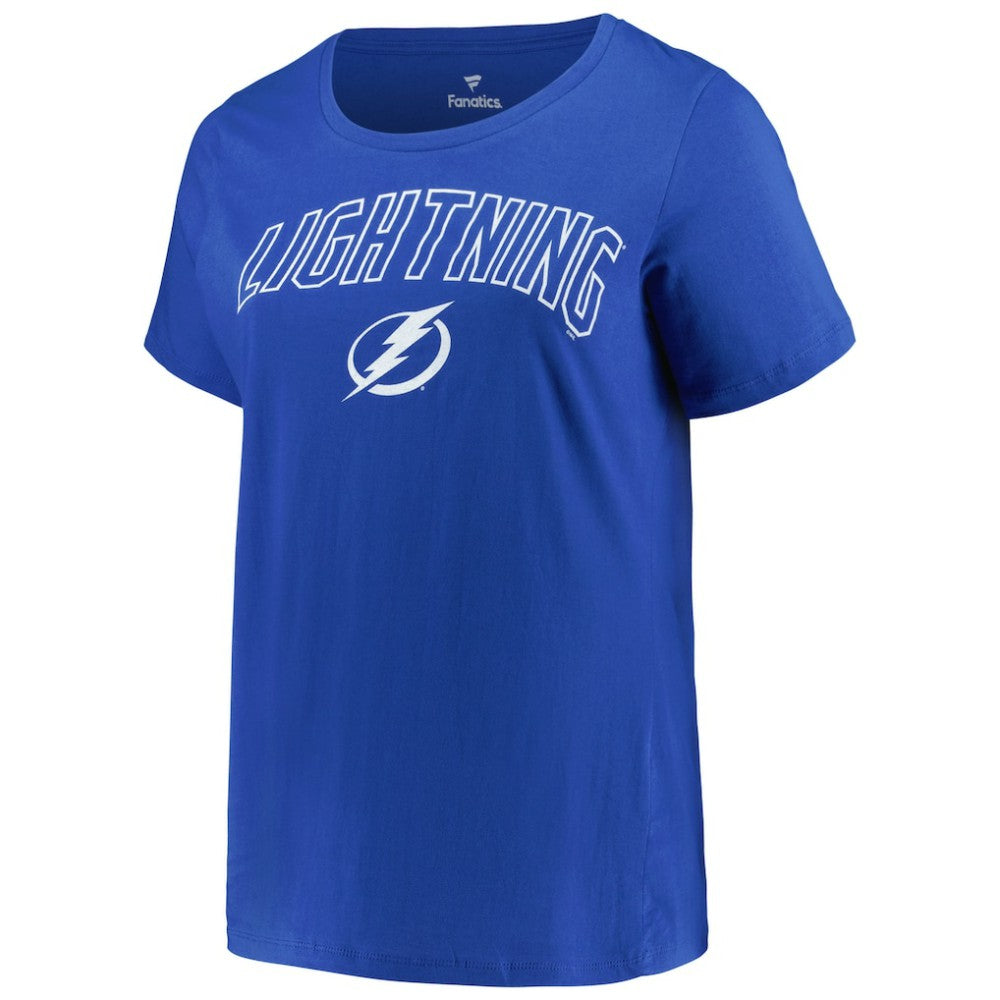 Tampa Bay Lightning Profile Women's Plus Size Arch Over Logo T-Shirt - Blue - NHL