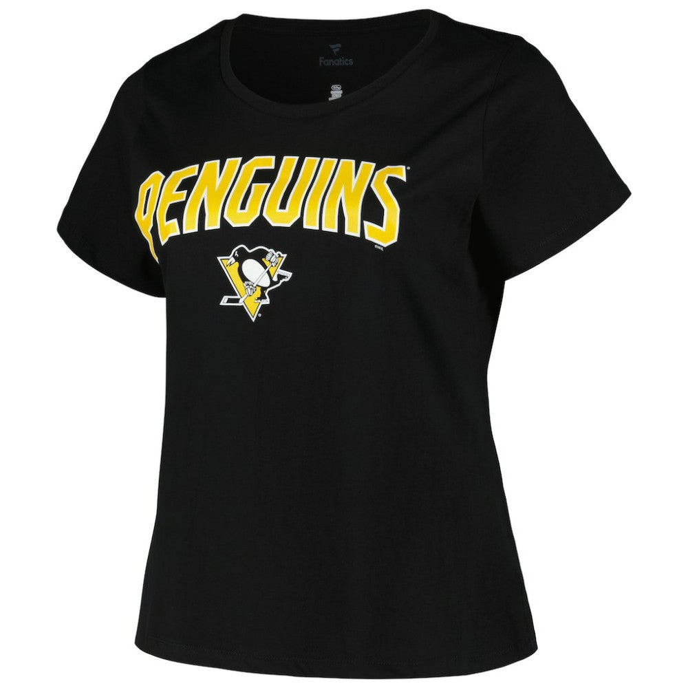 Pittsburgh Penguins Profile Women's Plus Size Arch Over Logo T-Shirt - Black - NHL