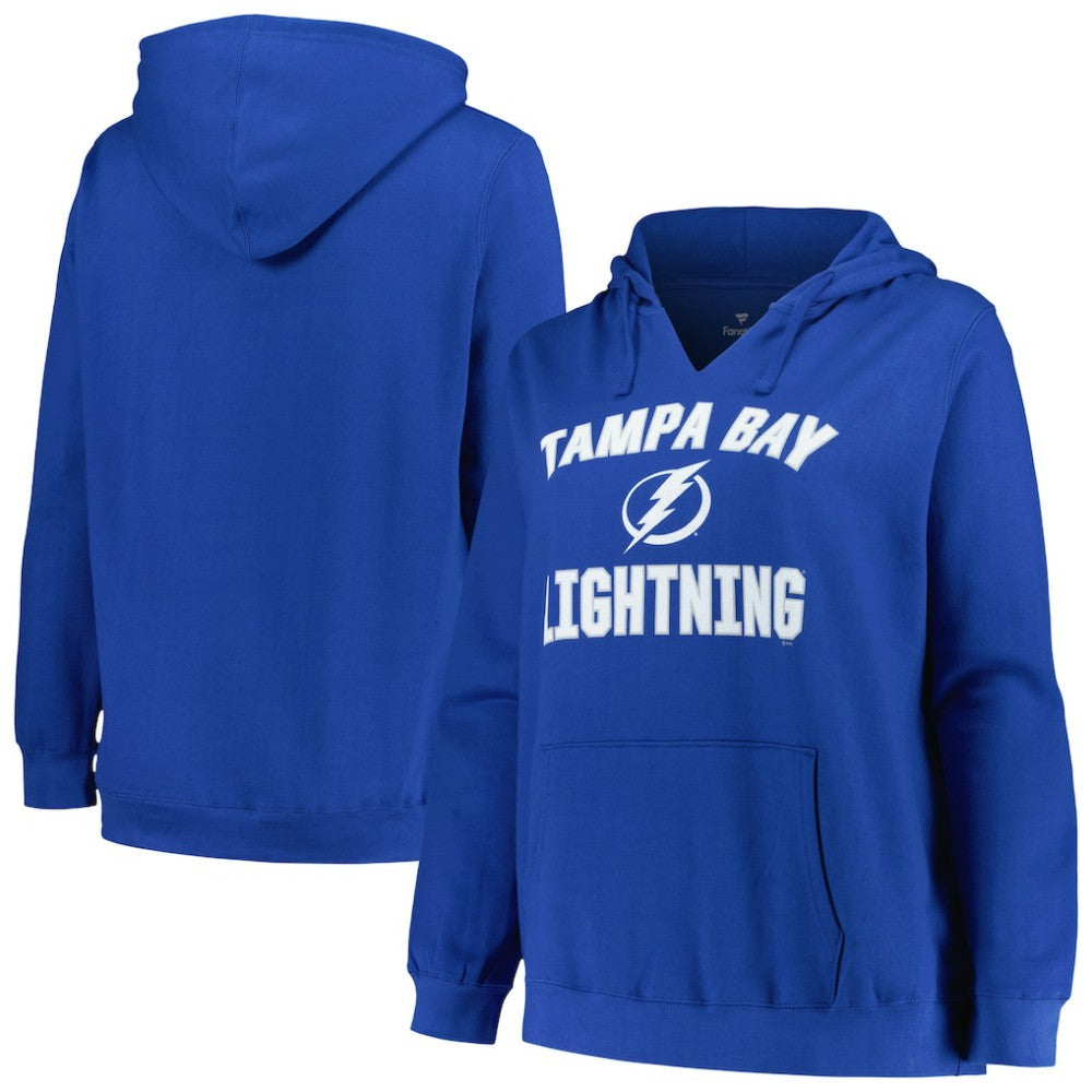 Tampa Bay Lightning Profile Women's Plus Size Arch Over Logo Pullover Hoodie - Blue - NHL