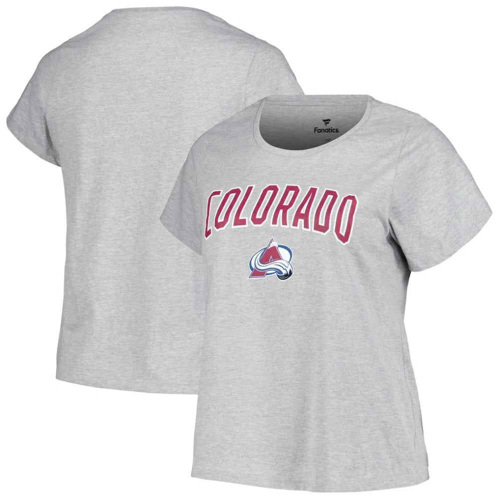 Colorado Avalanche Profile Women's Plus Size Arch Over Logo T-Shirt - Heather Gray - NHL