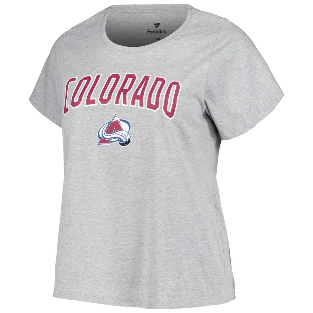 Colorado Avalanche Profile Women's Plus Size Arch Over Logo T-Shirt - Heather Gray - NHL