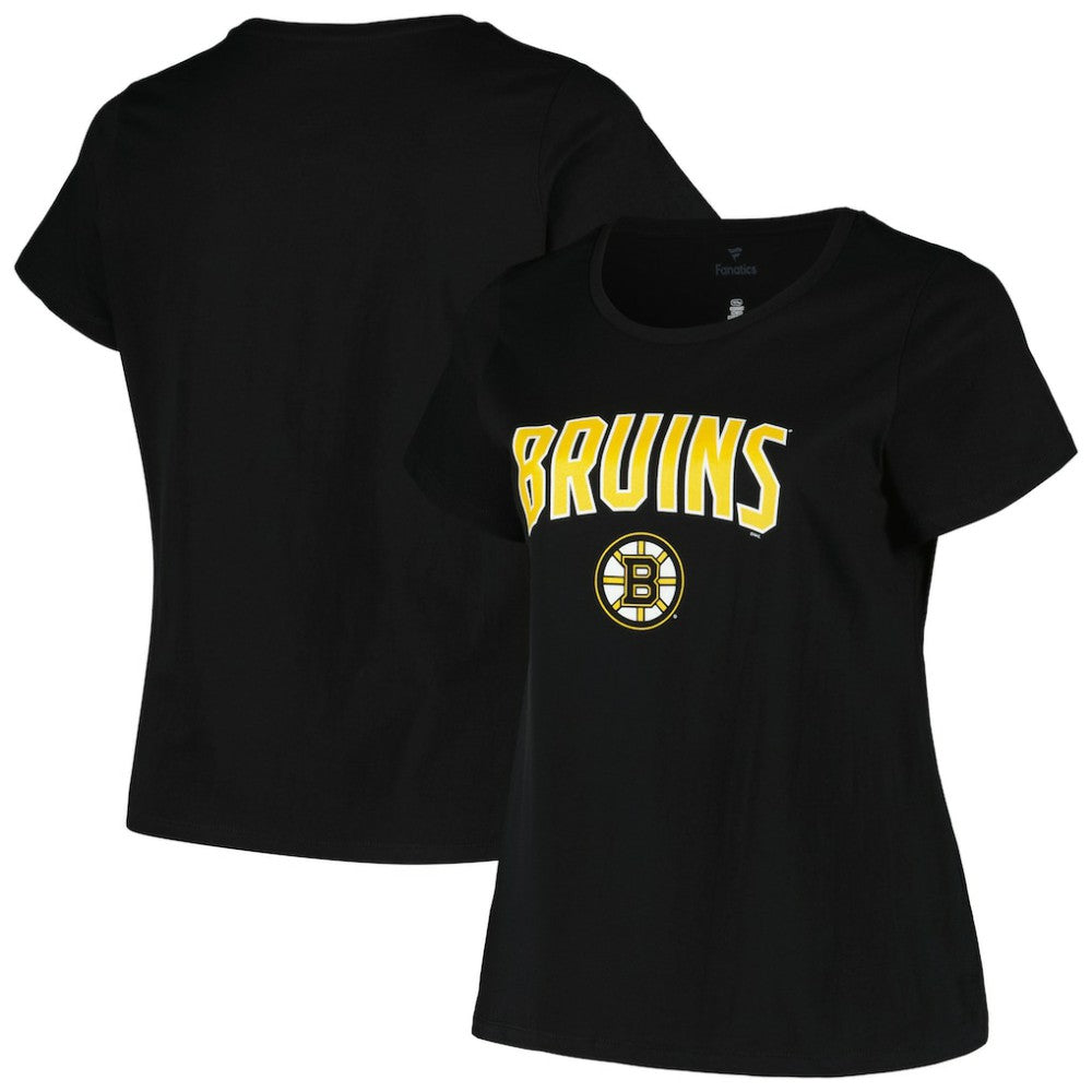Boston Bruins Profile Women's Plus Size Arch Over Logo T-Shirt - Black - NHL