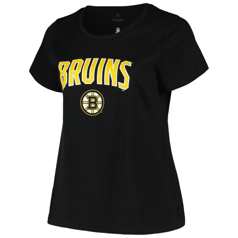 Boston Bruins Profile Women's Plus Size Arch Over Logo T-Shirt - Black - NHL
