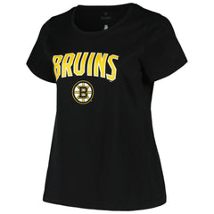 Boston Bruins Profile Women's Plus Size Arch Over Logo T-Shirt - Black - NHL