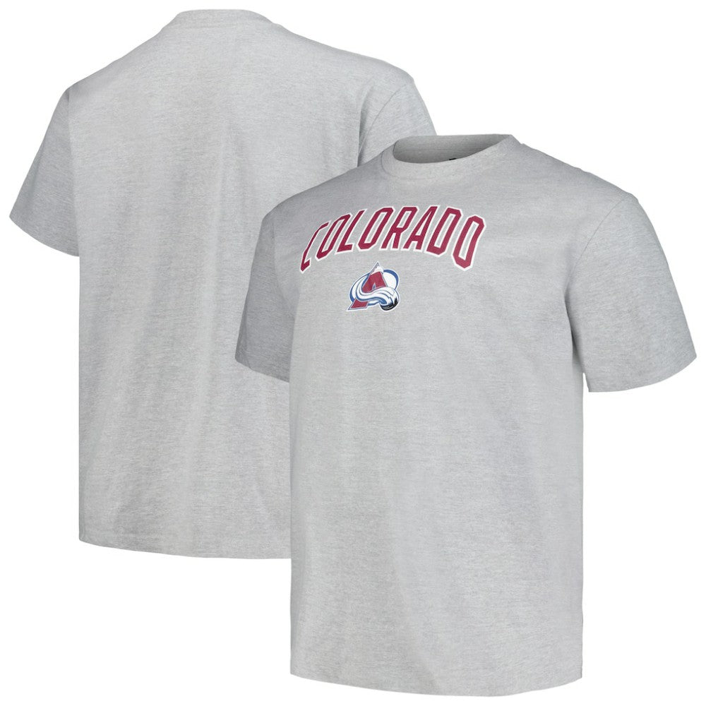Colorado Avalanche Profile Big & Tall Arch Over Logo T-Shirt - Heather Gray - NHL