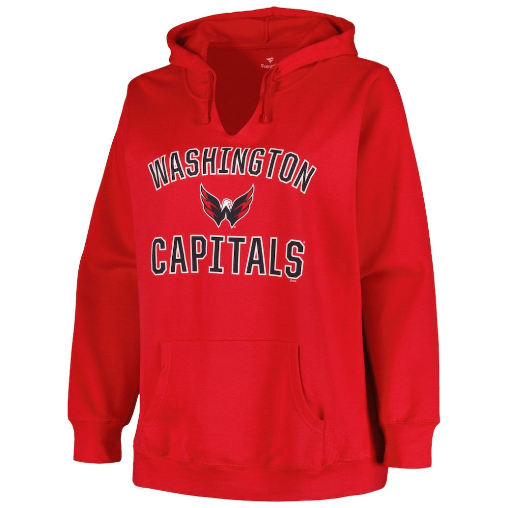 Washington Capitals Profile Women's Plus Size Arch Over Logo Pullover Hoodie - Red - NHL