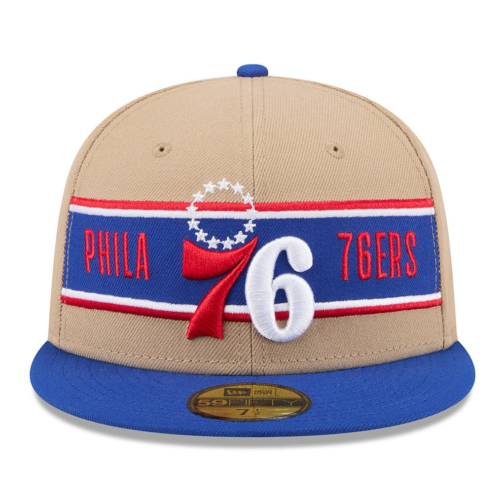 Philadelphia 76ers 2024 NBA Draft 59FIFTY Fitted Hat Tan/Royal - NBA