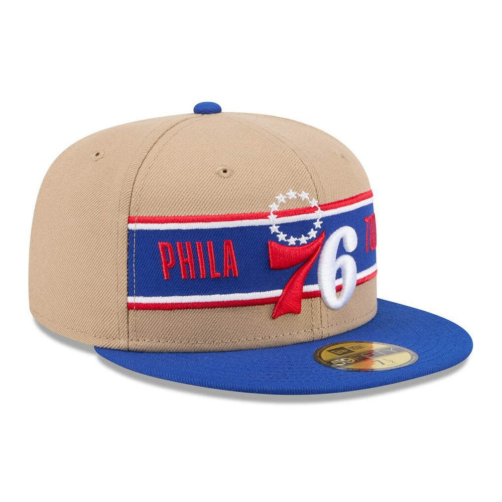 Philadelphia 76ers 2024 NBA Draft 59FIFTY Fitted Hat Tan/Royal - NBA