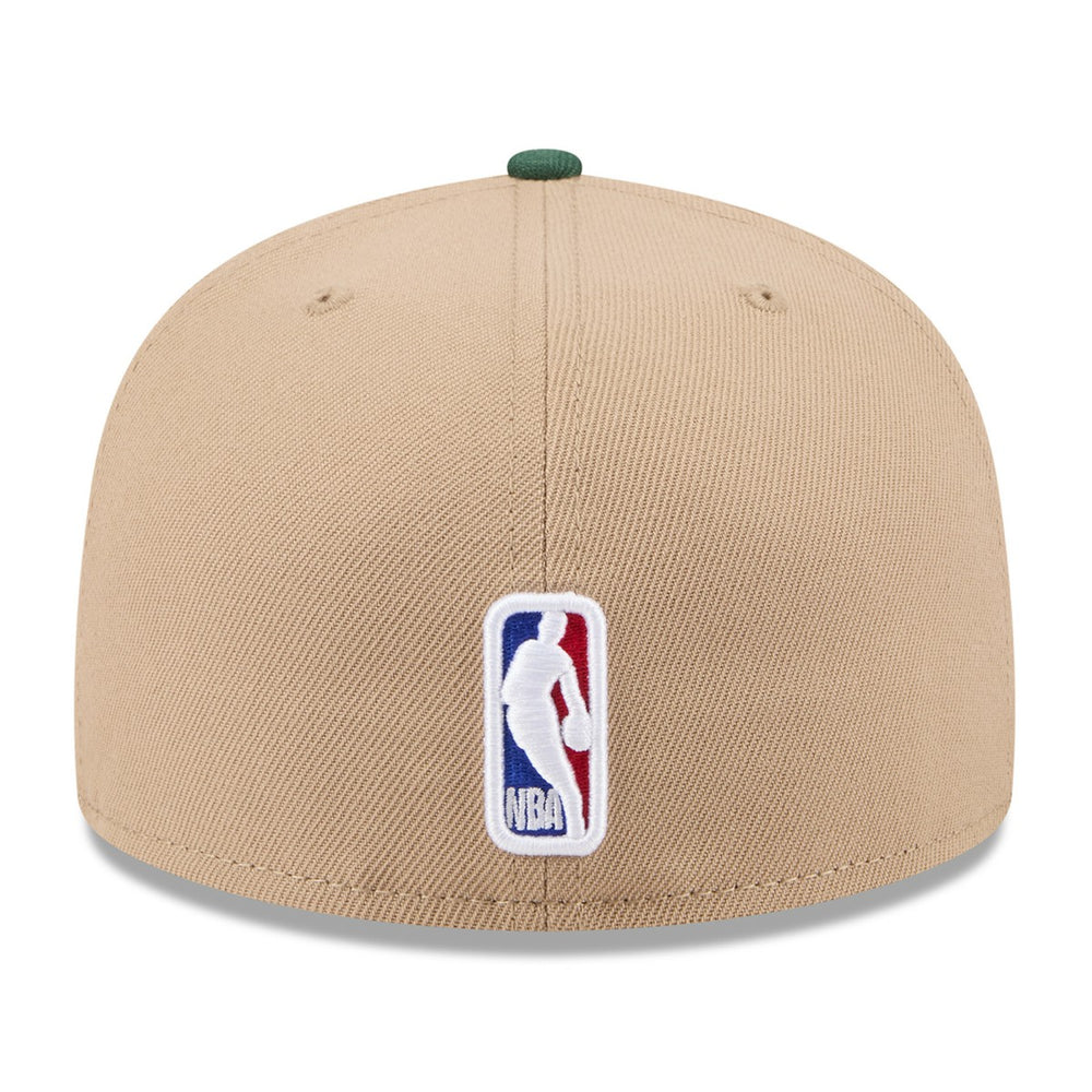 Milwaukee Bucks 2024 NBA Draft 59FIFTY Fitted Hat Tan/Hunter Green - NBA