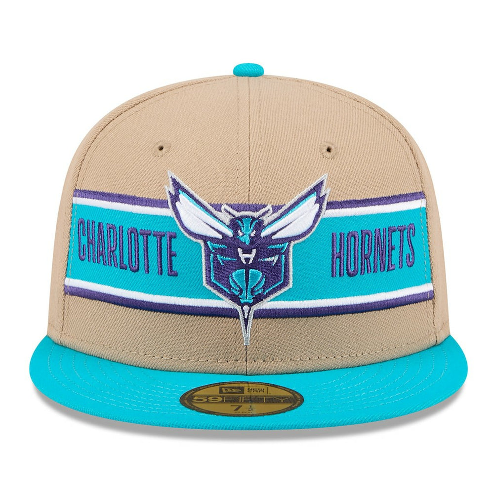 Charlotte Hornets 2024 NBA Draft 59FIFTY Fitted Hat Tan/Teal - NBA