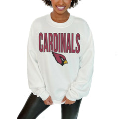 Arizona Cardinals Gameday Couture Women's Just Go With It Oversized Long Sleeve Crewneck Sweatshirt – White | NFL