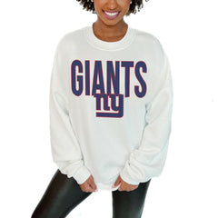 New York Giants Gameday Couture Women's Just Go With It Oversized Long Sleeve Crewneck Sweatshirt – White | NFL